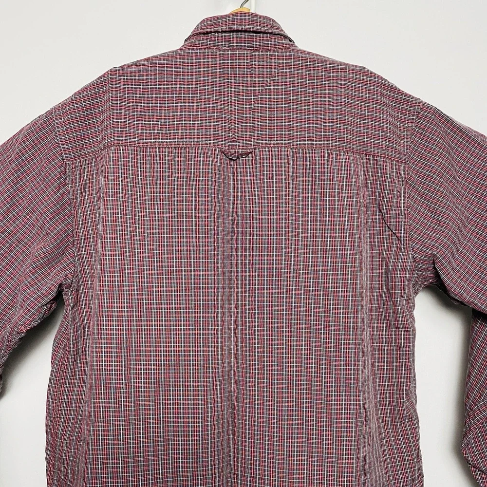 The North Face TNF Red Grey & White Plaid‎ L/S Modal Poly Btn Down Size Large L